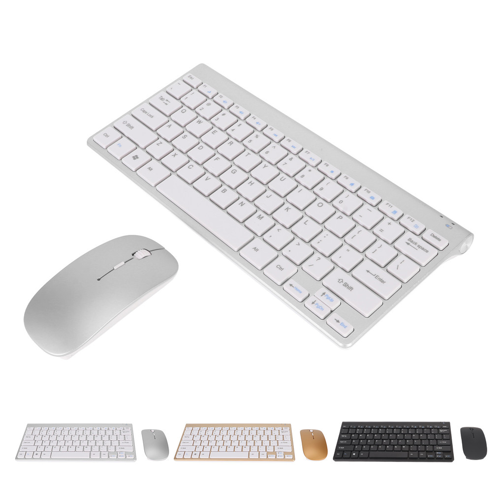 

Wireless Keyboard Mouse Kit Slim Wireless Key Mouse Combo Portable Beautiful Power Saving Silent Button LED Indicator for Home