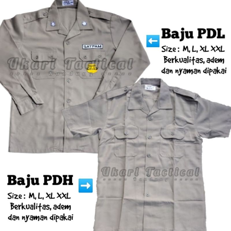 ATASAN BAJU PDH SATPAM COKLAT Baju kemeja pdl pdh security satpam coklat model terbaru ukari