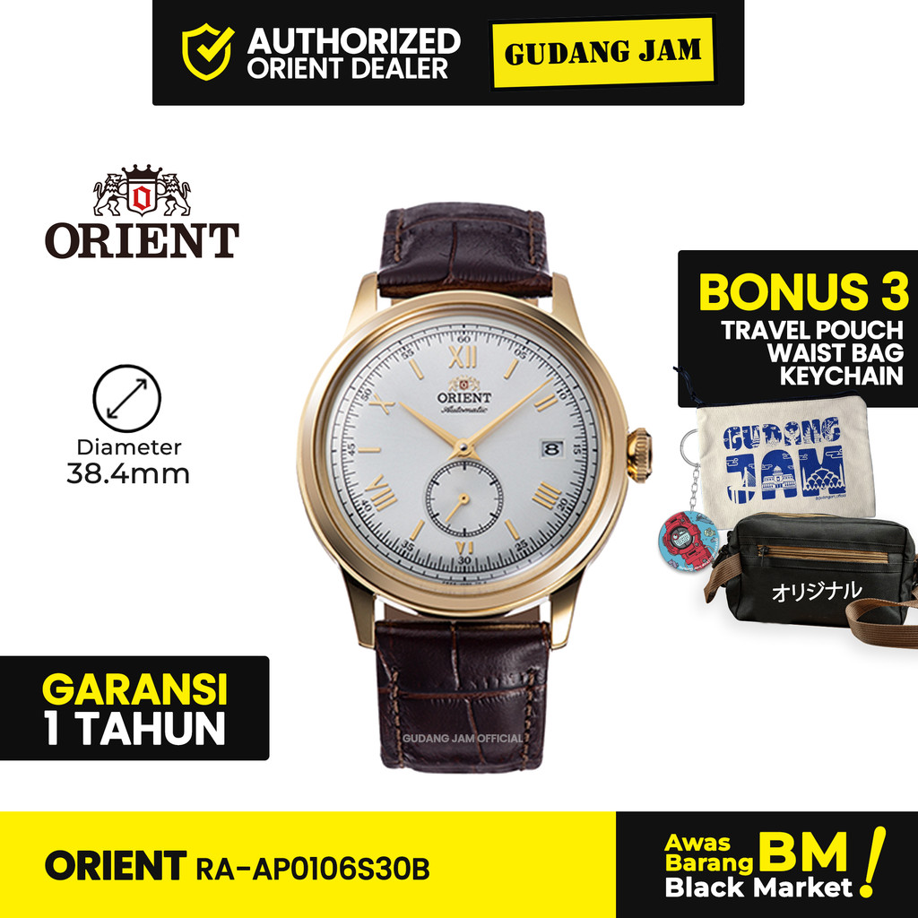 Jam Tangan Orient RA-AP0106S30B Bambino Romawi Brown Leather Strap Rose Gold