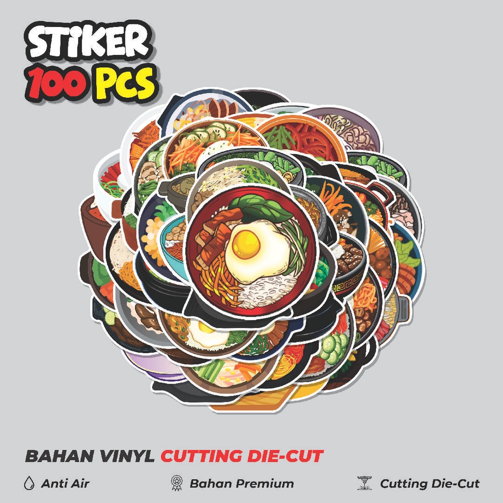 

Terbaru! 50 pcs Stiker Makanan Bimbimbap Dekorasi Lucu Kreatif untuk Notebook, Skateboard, HP