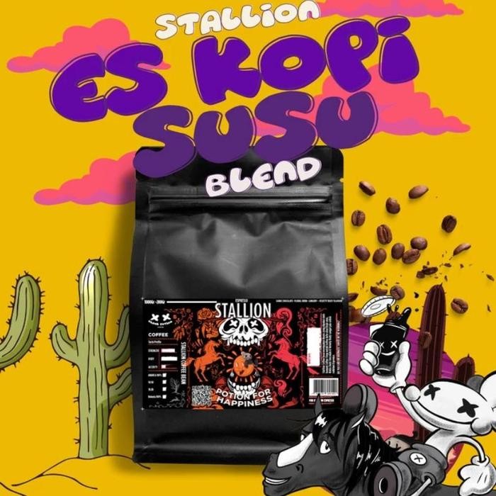 

PROMO ES Kopi susu Stallion Blend by black potion coffee 100% ARABICA Coffee beans biji kopi Espresso - 100gr, Biji Utuh