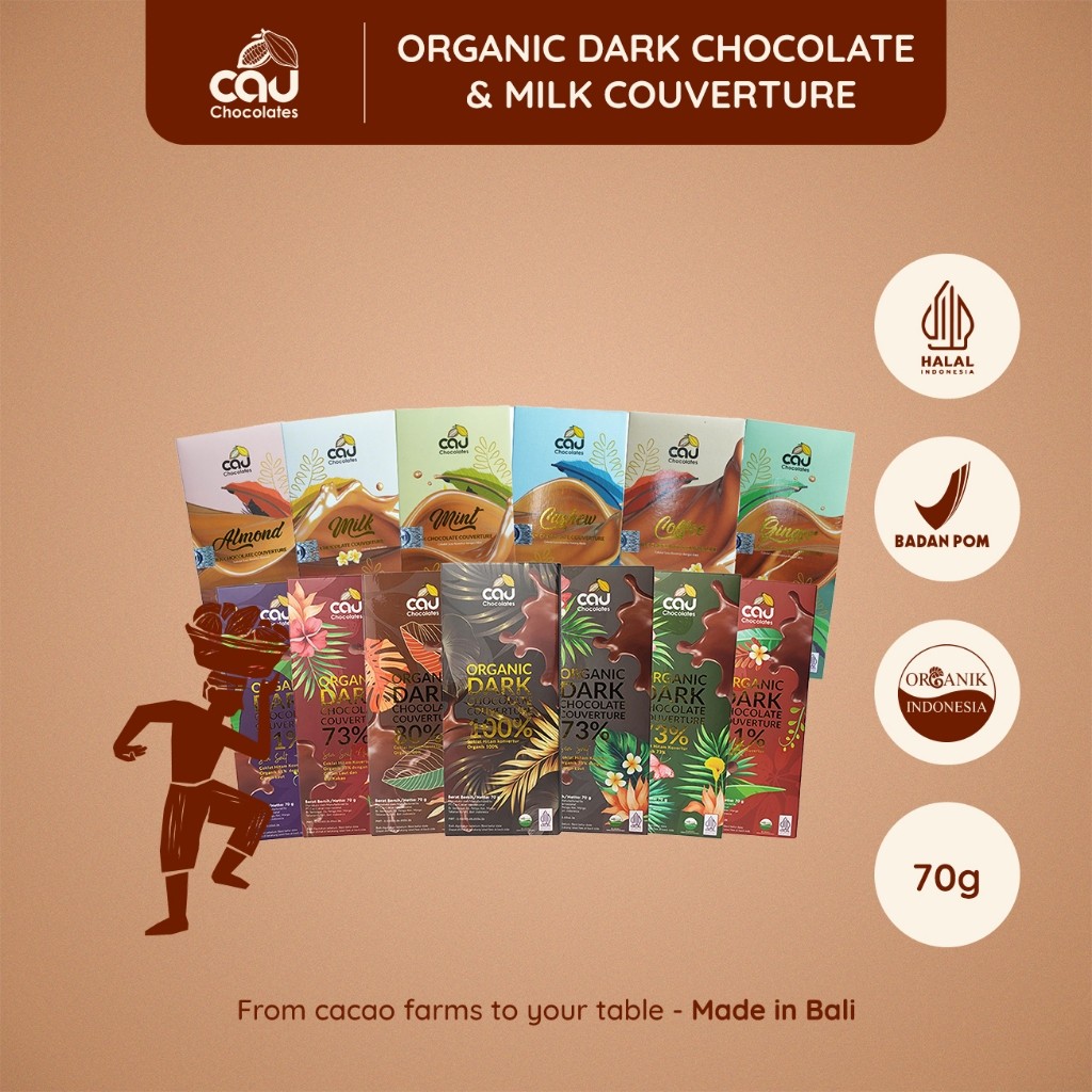 

Cau Chocolates - Organic Dark Chocolates Coklat Organik Premium untuk Diet dan Milk Chocolate Couverture