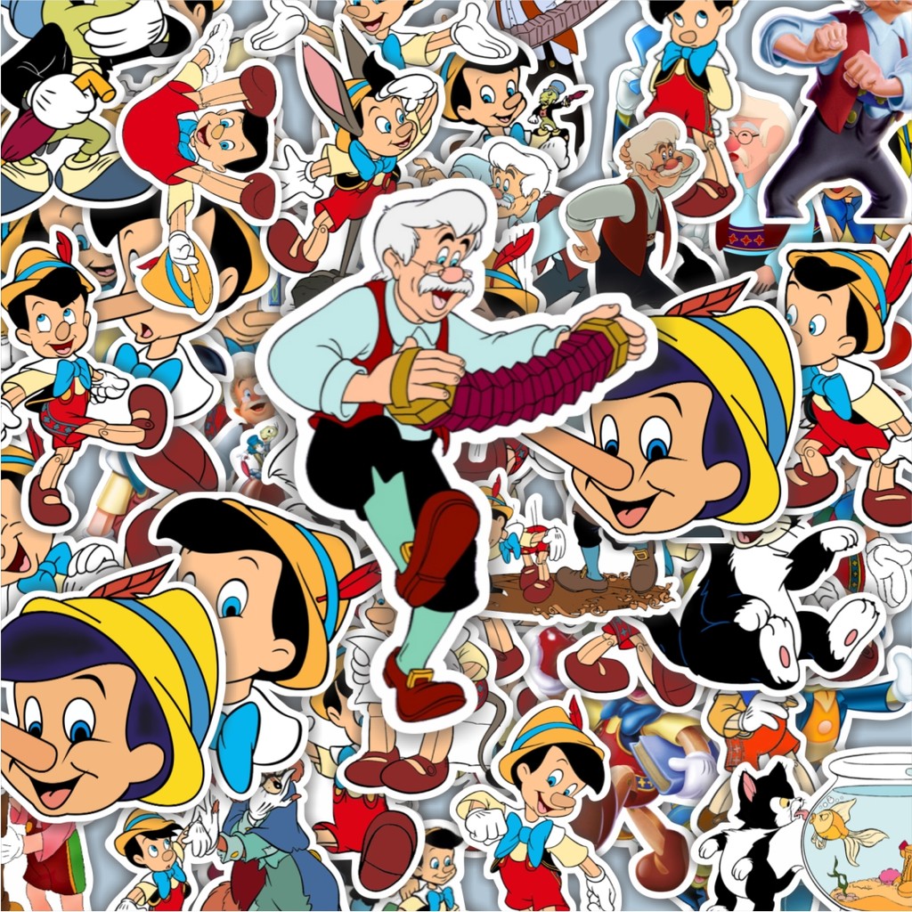

100PCS Lucu Stiker Kartun Pinocchio Stiker Aesthetic Stiker Anti Air Stikers Berperekat Waterproof sticker decal buat Motor Helm Buku Journal Koper Casing HP Laptop Botol Minum Hadiah anak