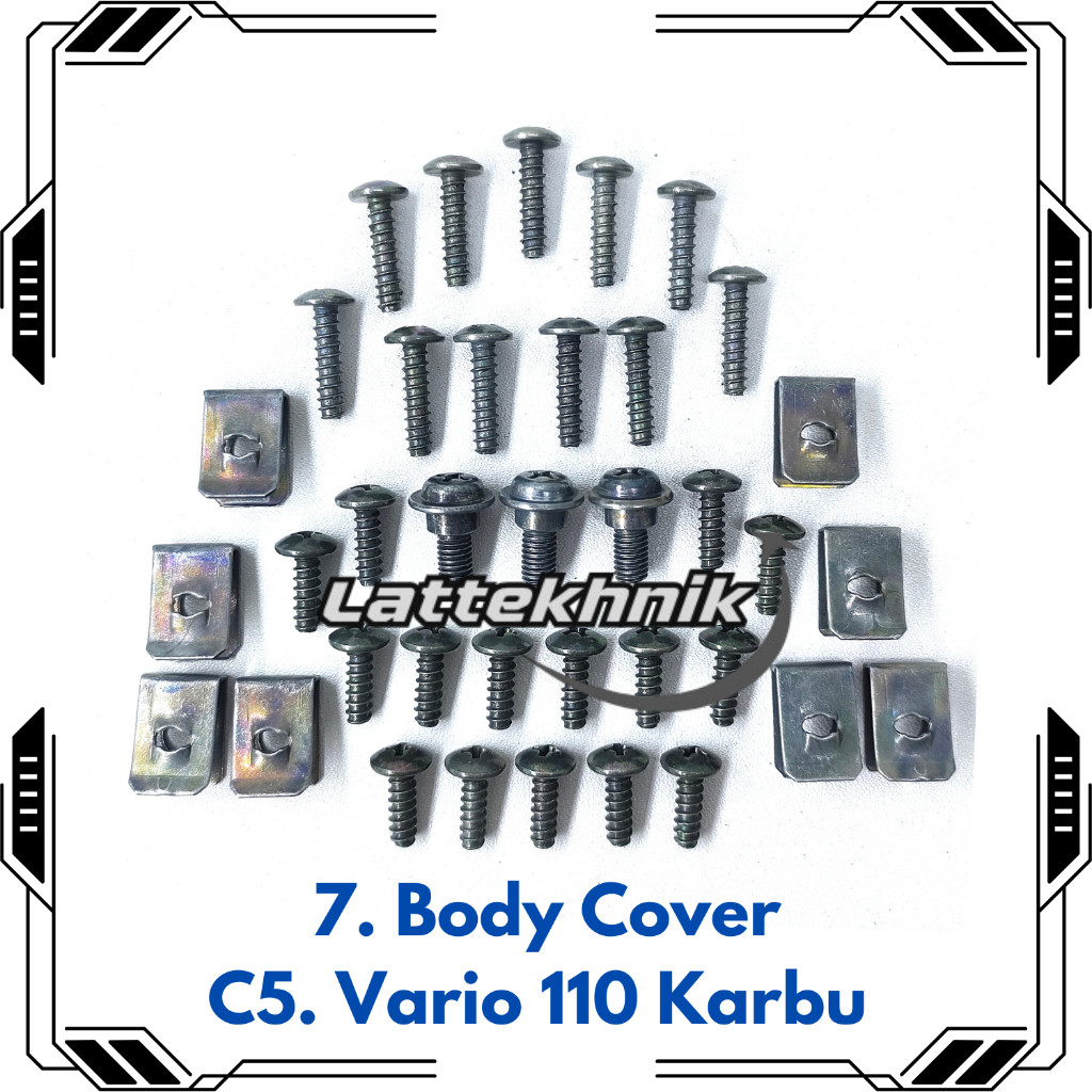 C5-7 Baut Bodi Cover Vario 110 Karbu Full Set / Baud Cover Body Vario 110 Karbu Full Set