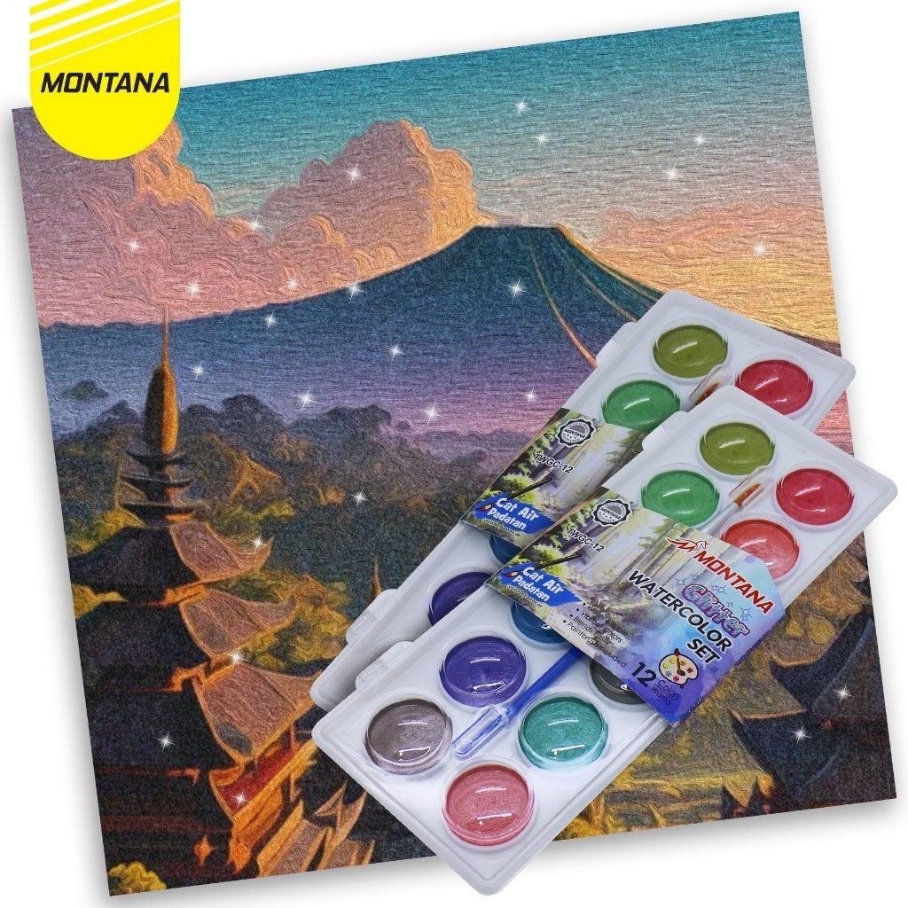 

MONTANA Water Color Glitter Cat Air 12 Warna Water Soluble Pointbrush Included TWGC-12
