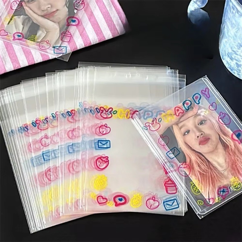 

50pcs/set Graffiti Cartoon Anime Bunny Kpop Photocard Cover Sweet Korean Fashion ID Card Holder Cute Student School Supplies