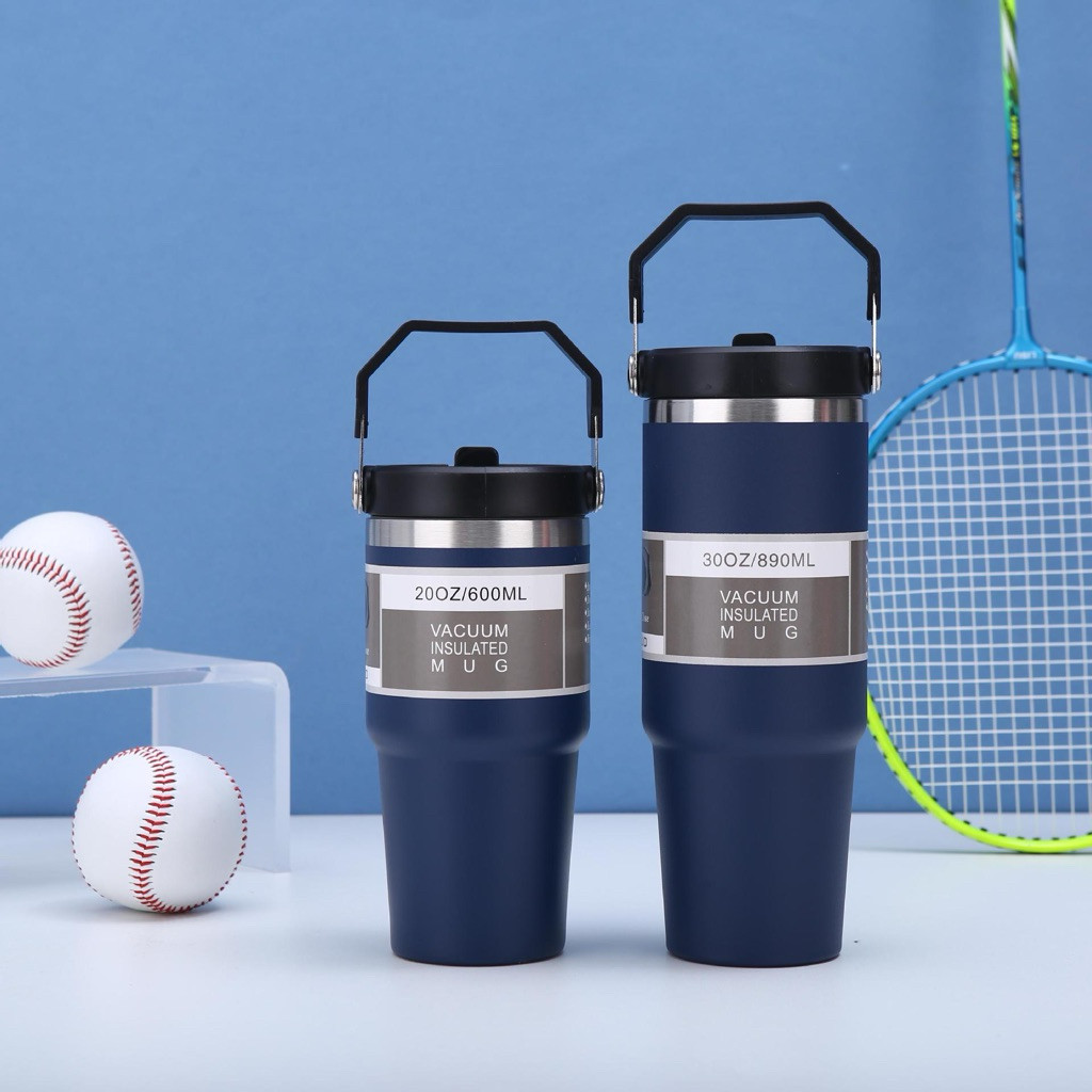 

TUMBLER STAINLESS STEEL THERMOS BOTOL MINUM HANDLE 2 IN 1 CUP TRAVEL HIGH QUALITY STEEL 304