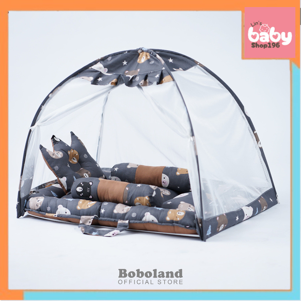 Perlengkapan Bayi BOBOLAND Kasur Bayi Kelambu Premium Set Lengkap Bantal Guling Kelambu Bayi Murah