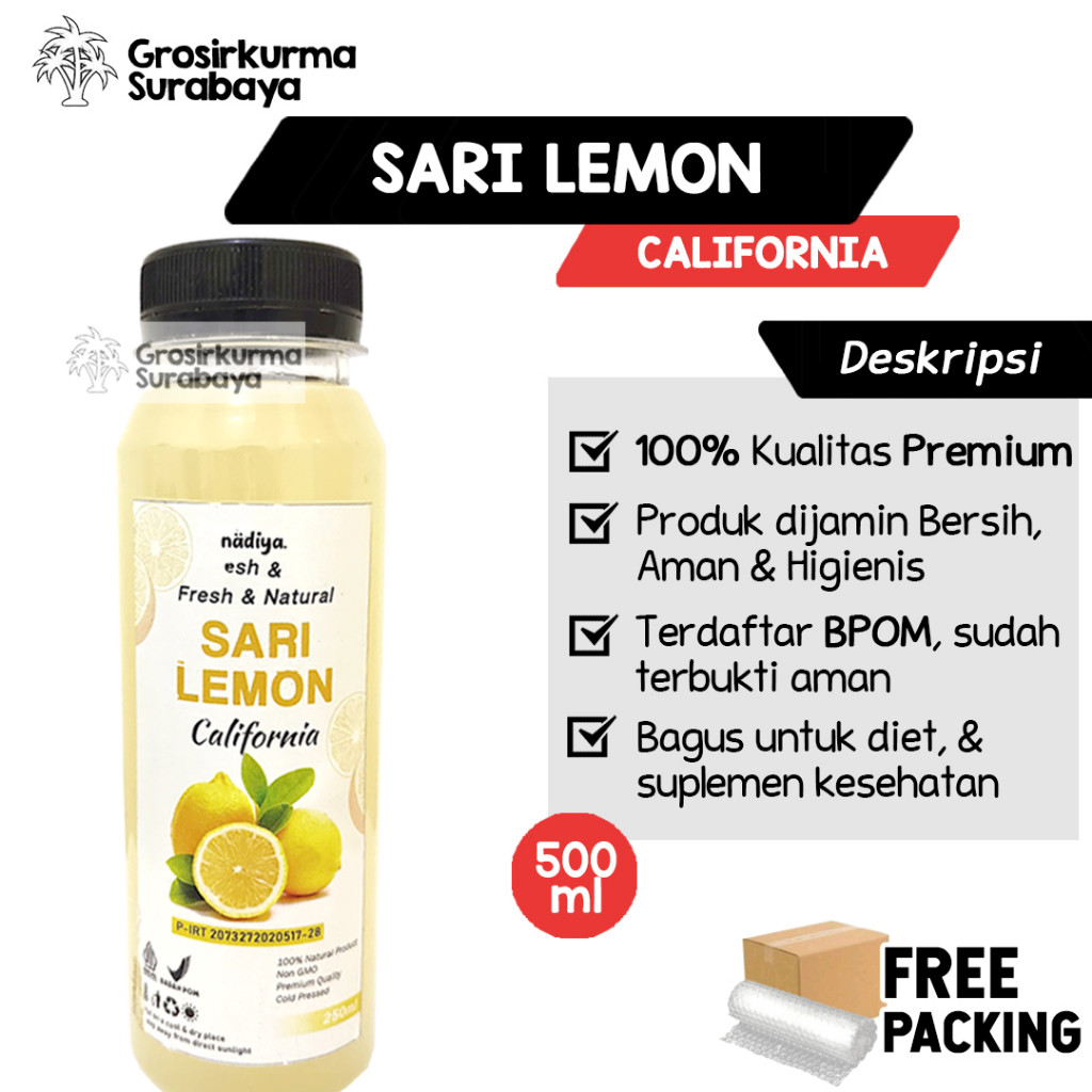 

SARI LEMON 500ML BPOM Air Lemon Juice Asli Original Organic Suur Lemoen Perasan Lemon Berkualitas