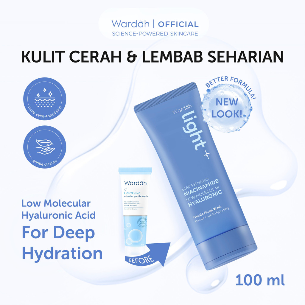 WARDAH Lightening Low pH Nano Niacinamide Low Molecular Hyaluronic Gentle Facial Wash | Light+ Facia