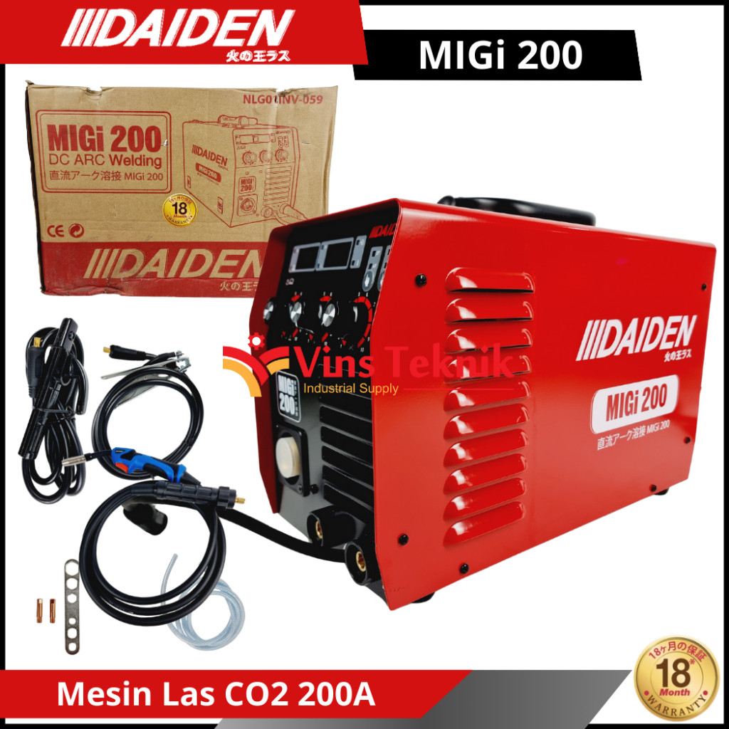 Mesin Las Trafo Las Travo Las CO2 Flux Core Tanpa Gas DAIDEN MIGi 200 MIGi200