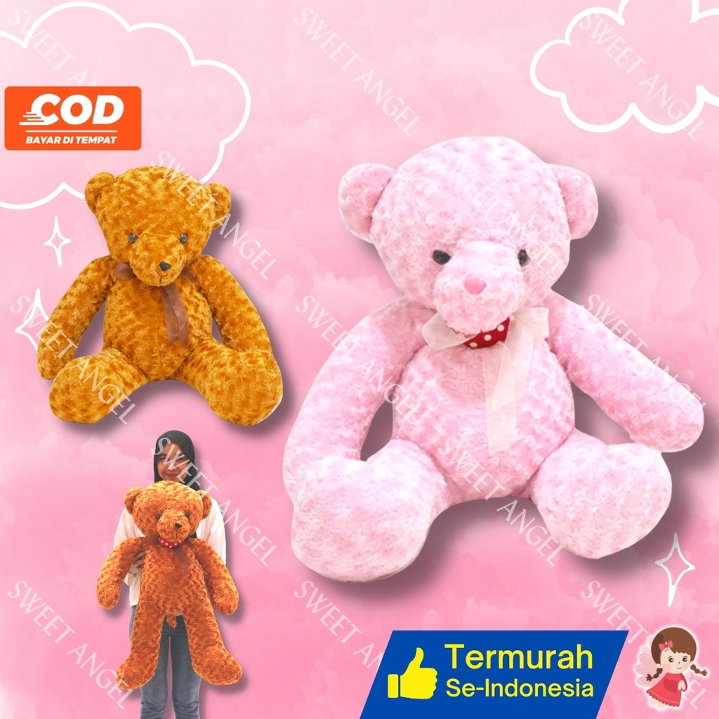 Boneka Beruang Lucu, Boneka Teddy Bear Kalung Love Jumbo, boneka Beruang Jumbo