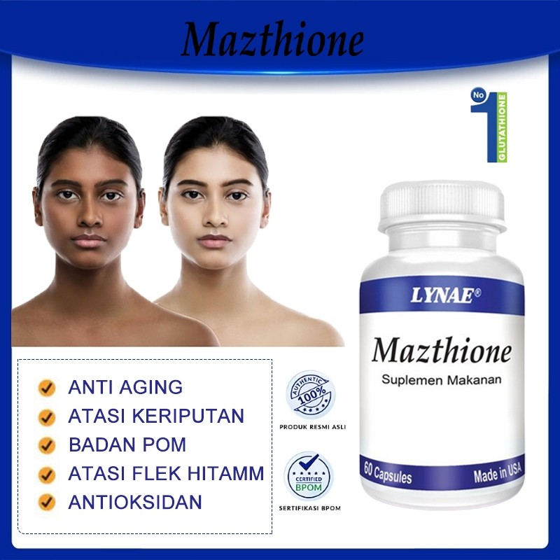 Lynae Mazthione glutathione whitening Suplemen Makanan Anti Aging isi 15 30 kapsul - BPOM