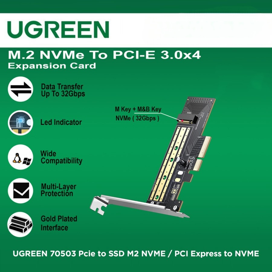 UGREEN 70503 Pcie to SSD M2 NVME / PCI Express to NVME