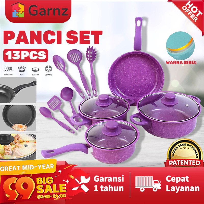 Cookware Panci Set 13 IN 1 Wajan Penggorengan Spatula Set Isi 13Pcs 1 Set Frypan Saucepan