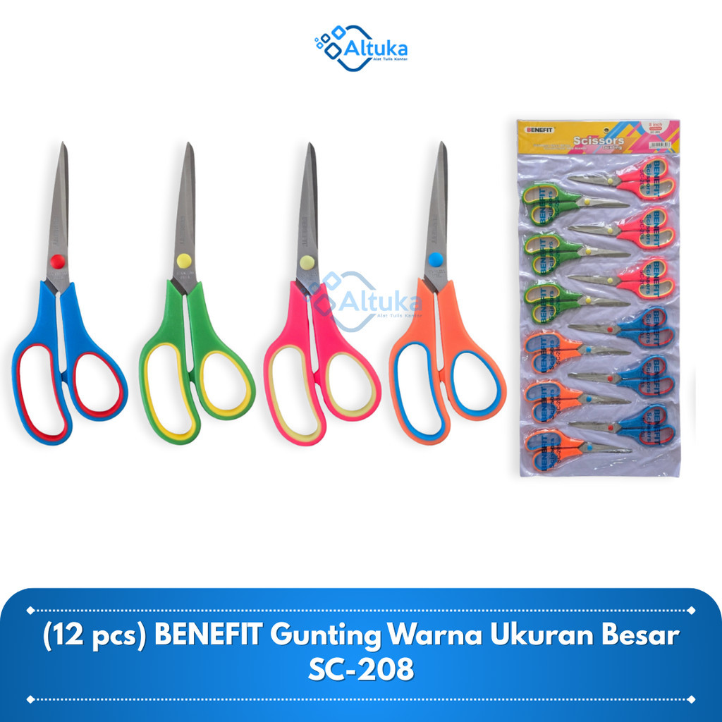 

(12 Pcs) BENEFIT Scissors Paper / Gunting Kertas Warna Ukuran Besar SC-208