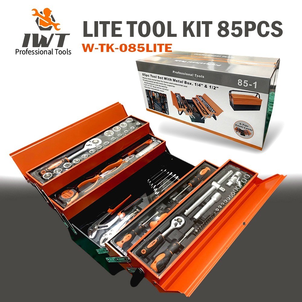 Tool Kit 85 Pcs Kunci Sok Set Pekerjaan Mobil Tool Box Set Set Alat Bengkel Tool Kit
