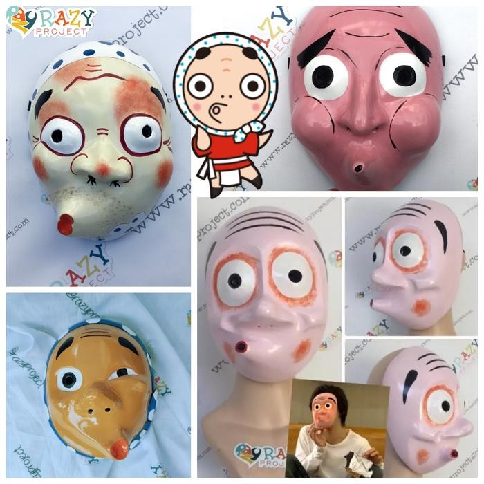 Mask Topeng Kayu Cosplay Anime Jepang Hyottoko Japanese Old Man Tua - Lookism