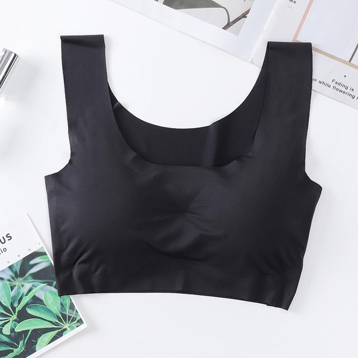[PROMO] A026 / BRA SEAMLESS BIG SIZE JUMBO ICE SILK TANPA KAWAT / BH - Hitam, XL