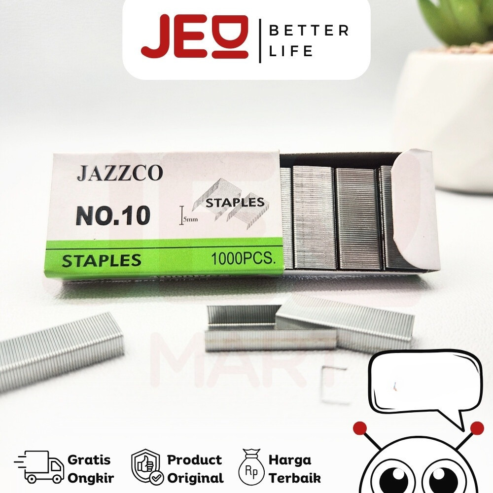 

1 BOX isi 10 pak 10,000 Pcs Staples Isi Stapler Refill Stapler JAZZCO No. 10