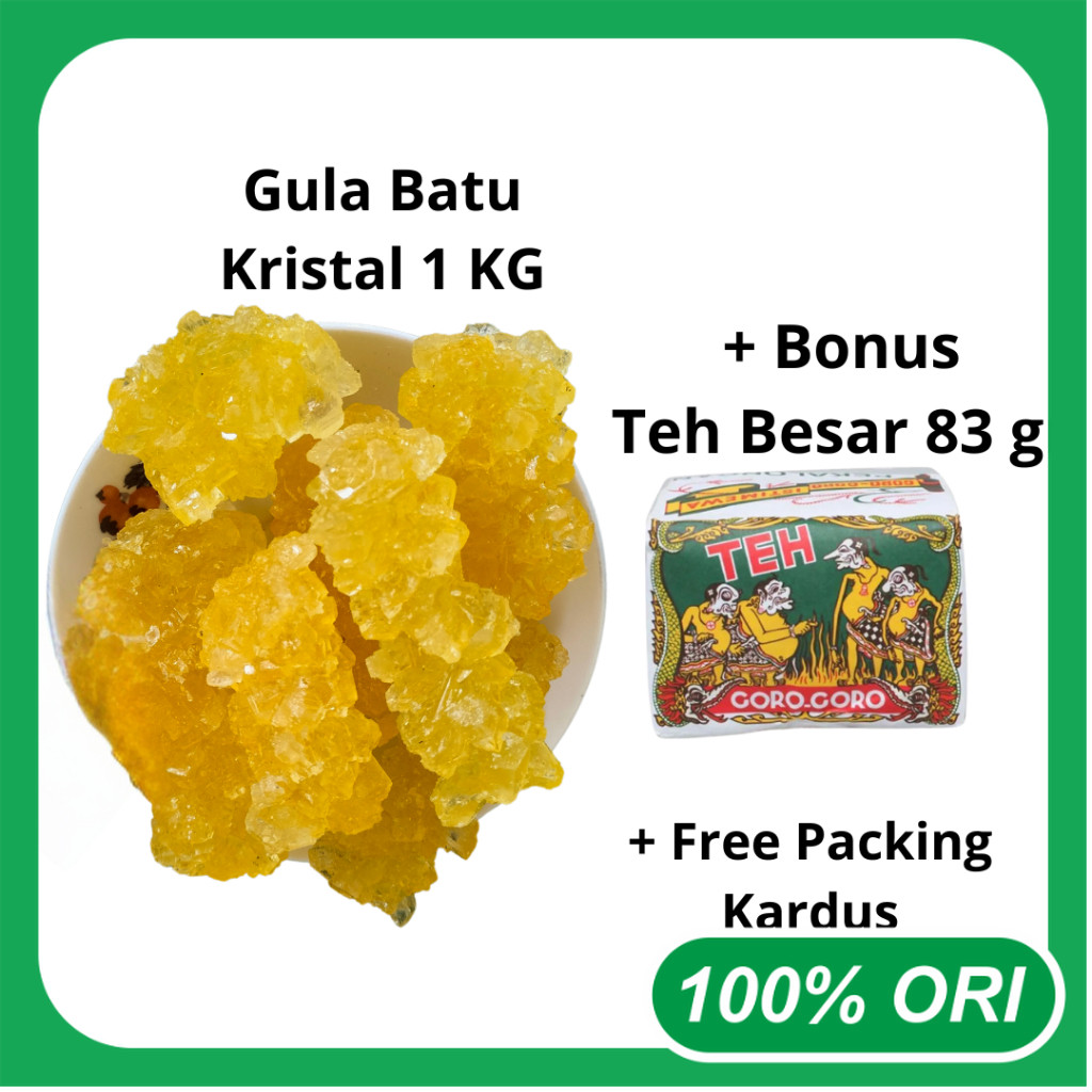

Gula Batu Kristal 1kg Asli + Bonus Teh Goro Goro Besar 83gr