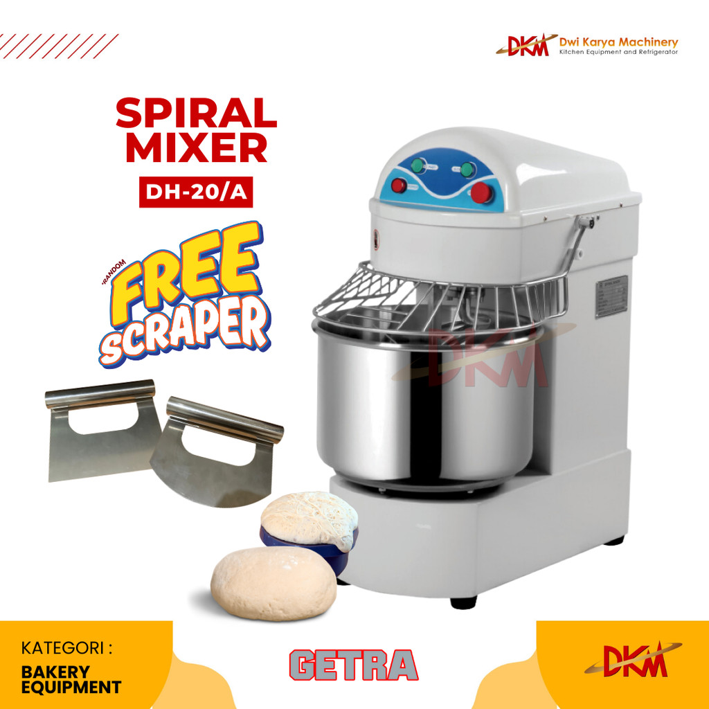 GETRA Mixer spiral DH-20/A Vol 20 Liter/ Mixer Roti 20 Liter DH 20
