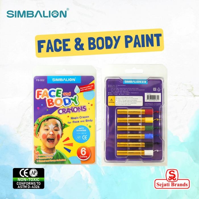 

SIMBALION Face and Body Crayon CAT WAJAH FS-002 - 6 Warna Non-Toksik untuk Wajah Tangan dan Kaki Aman dan Nyaman Digunakan - Hitam, Stationery by Radhiant offcial