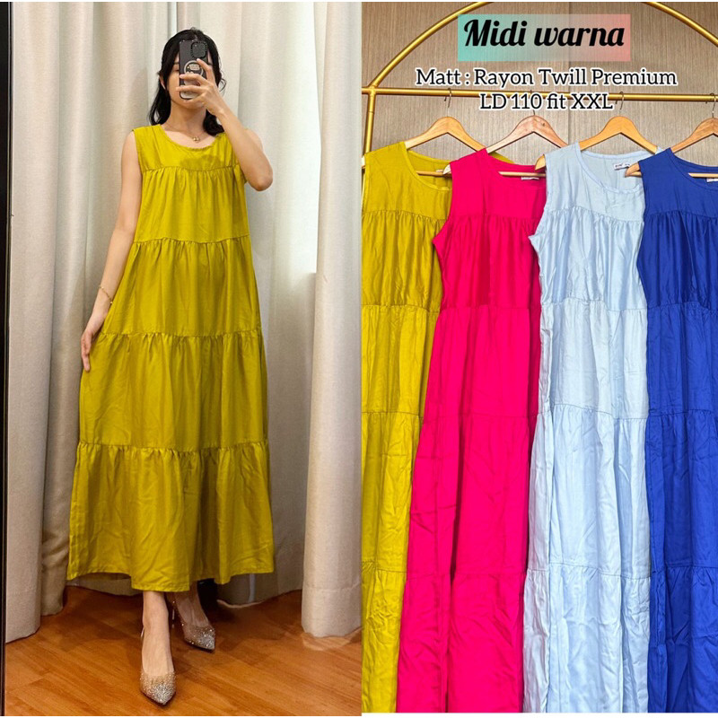 SAXCSHOP INER MIDI SIANTAR / INNER RAYON TWILL MIDI DRESS SIANTAR WARNA