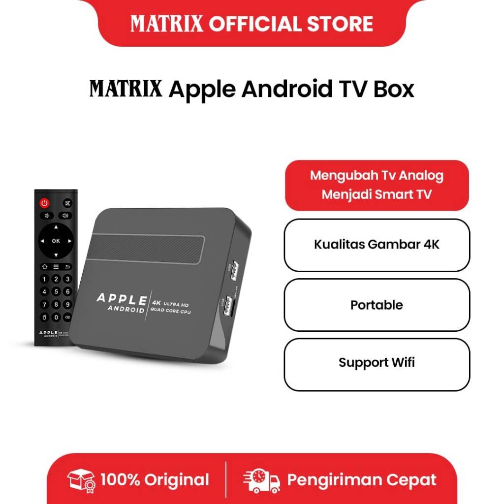 MATRIX Apple Android TV Box - Android 10 Ram 2gb WiFi Android TV