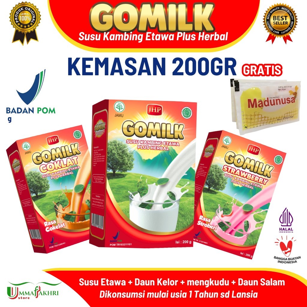 

Gomilk 200g – Susu Kambing Etawa Herbal | Tambah Nafsu Makan, Imunitas, Pencernaan, Tulang Kuat