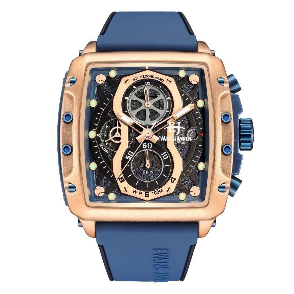 Evans Jayden Jam Tangan Pria 9550 Rubber Silicon Kaca Sapphire Chronograph Water Resistant 10 ATM