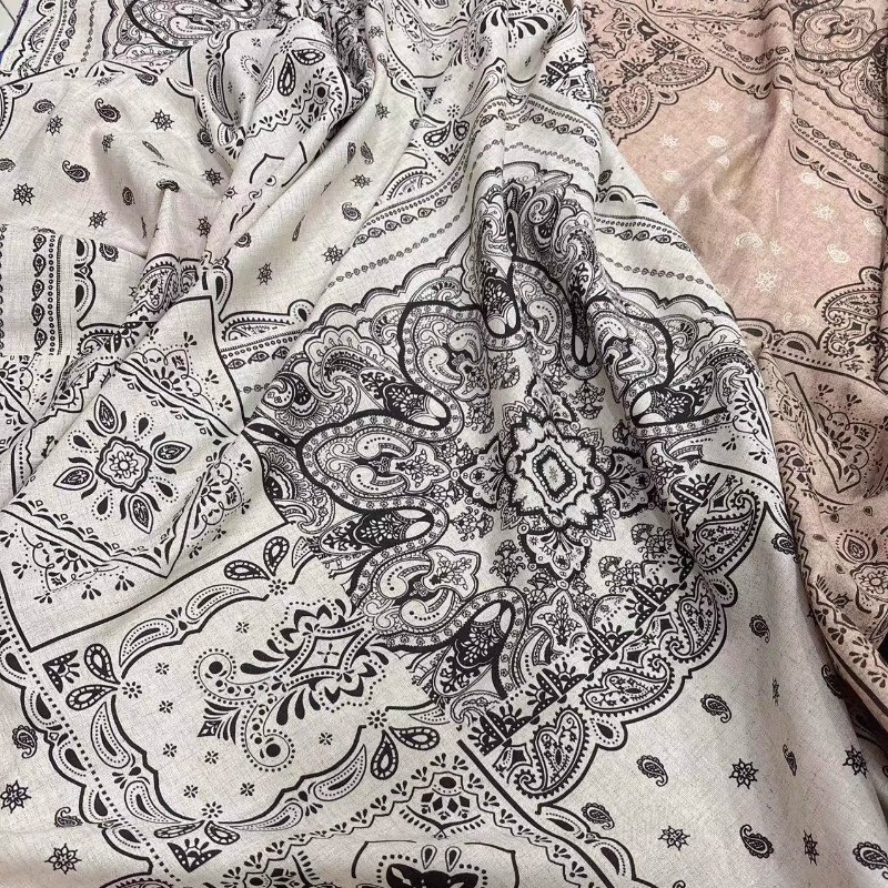 Printed Natural Linen Cotton Fabric for Artistic Retro Jacket DIY Clothing Design Fashion Apparel Di