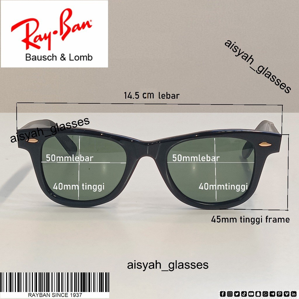 Kacamata WAYFARER BL Vintage Black Wayfarer Acetate Sunglasses Usa