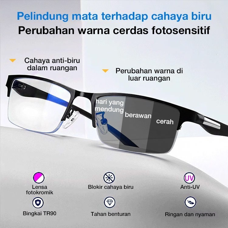 GL Kacamata Baca Plus 100 150 200 300 Pria Wanita Anti Radiasi Baca Progresif Kacamata Jalan Bifokal