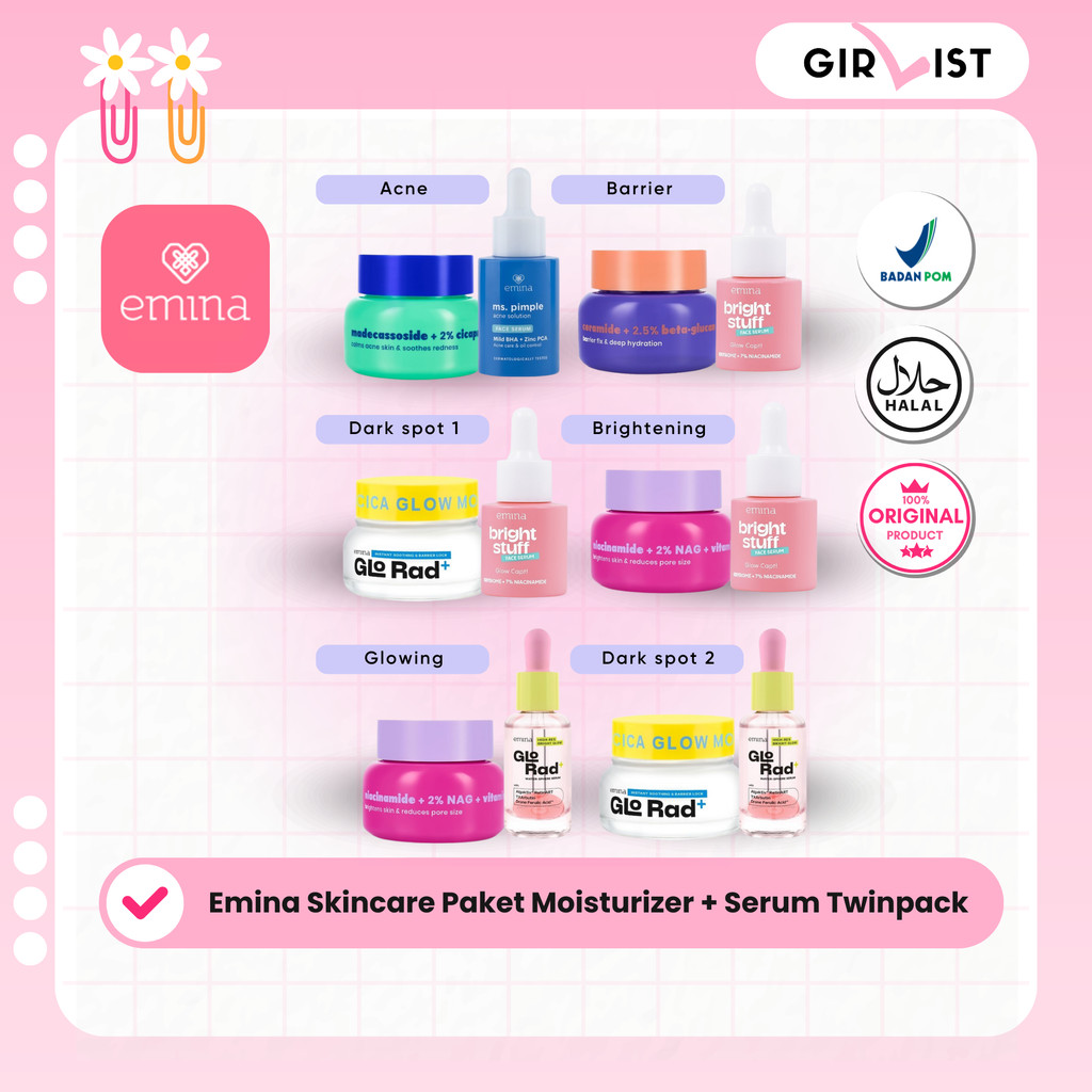 Emina Paket Skincare Isi 2 pcs -  Moisturizer & Serum