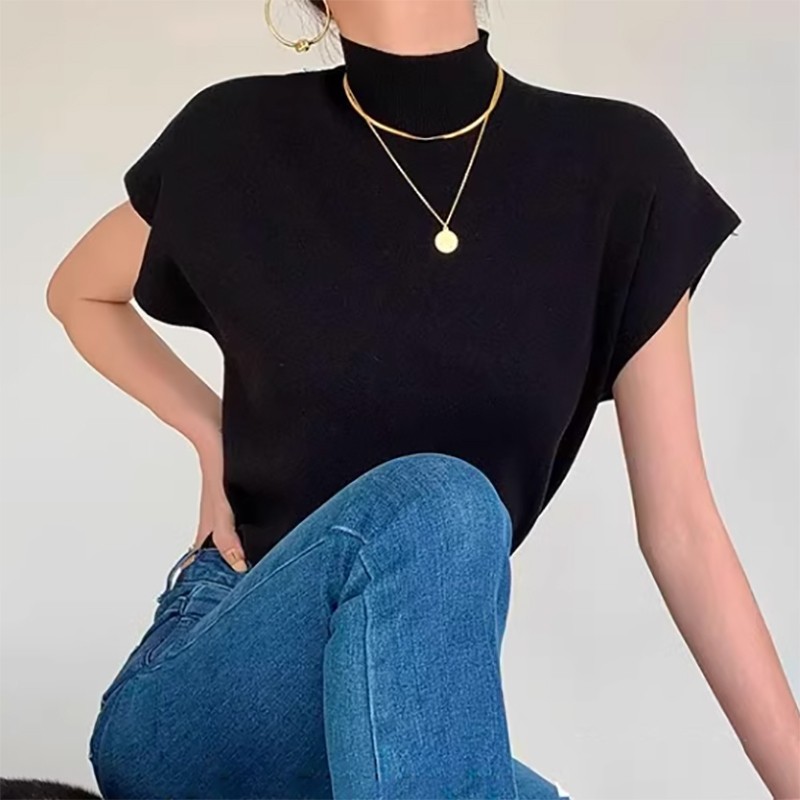 Air DBVS01 Turtleneck Lengan Pendek Viral Korear Atasan Baju Bahan Spandex Adem Inner Tanpa Lengan T