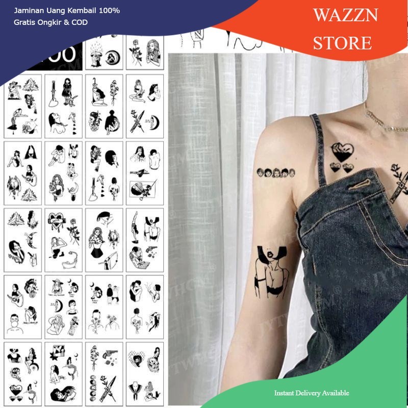 Wazzn- Grosir Termurah Tato Aesthetic - Tatto Temporer motif kecil, Tato temporary Stiker Tato Halal