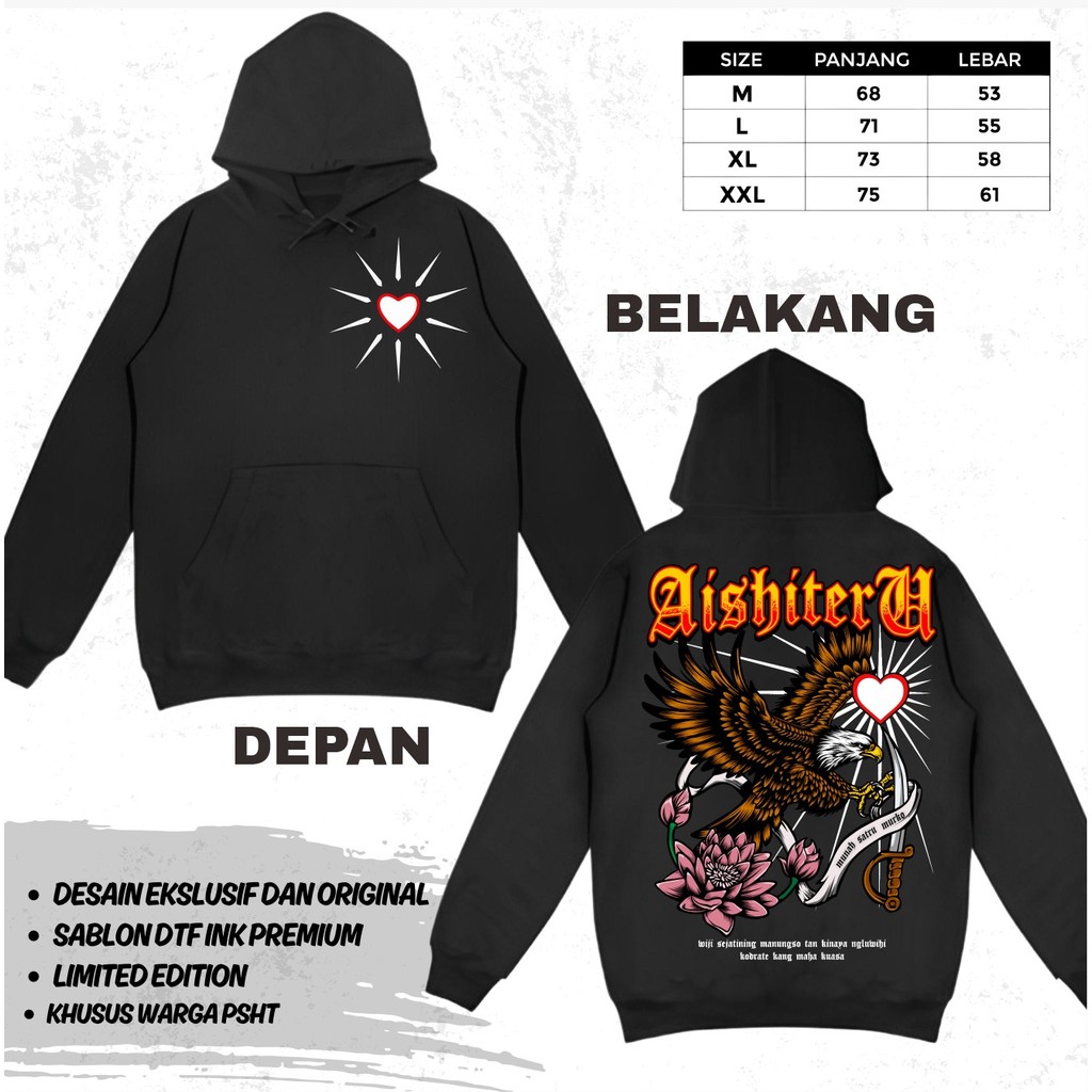 HOODIE PSHT AISHITERU MUNAH SATRU MURKO WIJI SEJATINING MANUNGSA JAKET PSHT TERBARU - JAKET SH TERAT