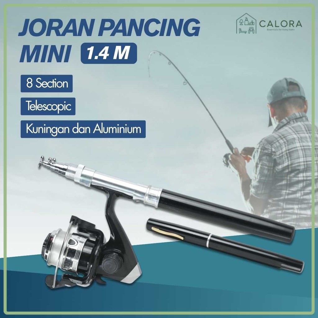 Joran Pancing Pena Mini Fish Pen Portable Antena Telescopic Carbon Aluminium Dengan Reel Balight