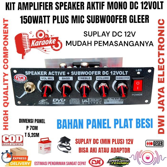 Kit Amplifier Speker Active Mono DC 12VOLT 150Watt Plus Mic Subwoofer CVJA