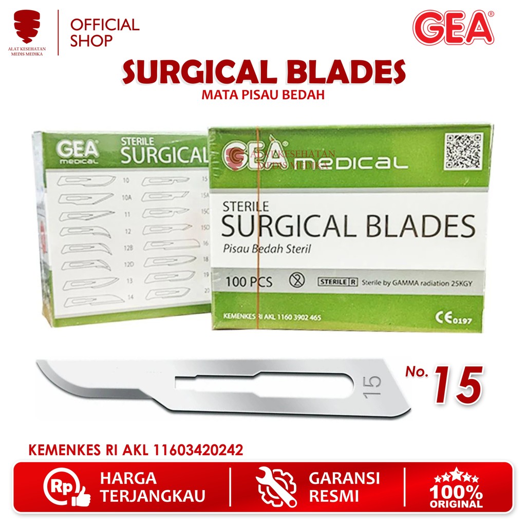 Surgical Blades No.15 Mata Pisau Bedah Operasi Knife Bisturi Isi 100pc Medis