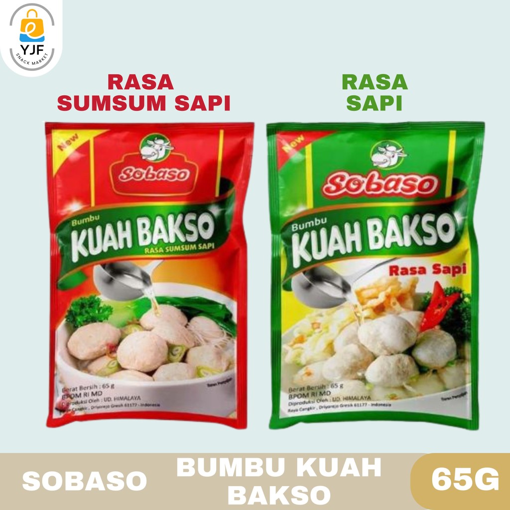 Sobaso Bumbu Kuah Bakso 65g / Rasa Kuah Sumsum Sapi / Rasa Sapi / Bumbu Baso / Bumbu Instan