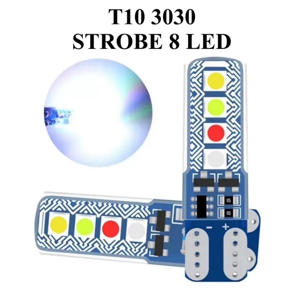 [SA] 12V / 24V LAMPU LED SEN SENJA T10 RGB 8LED NYALA KEDIP RUNNING