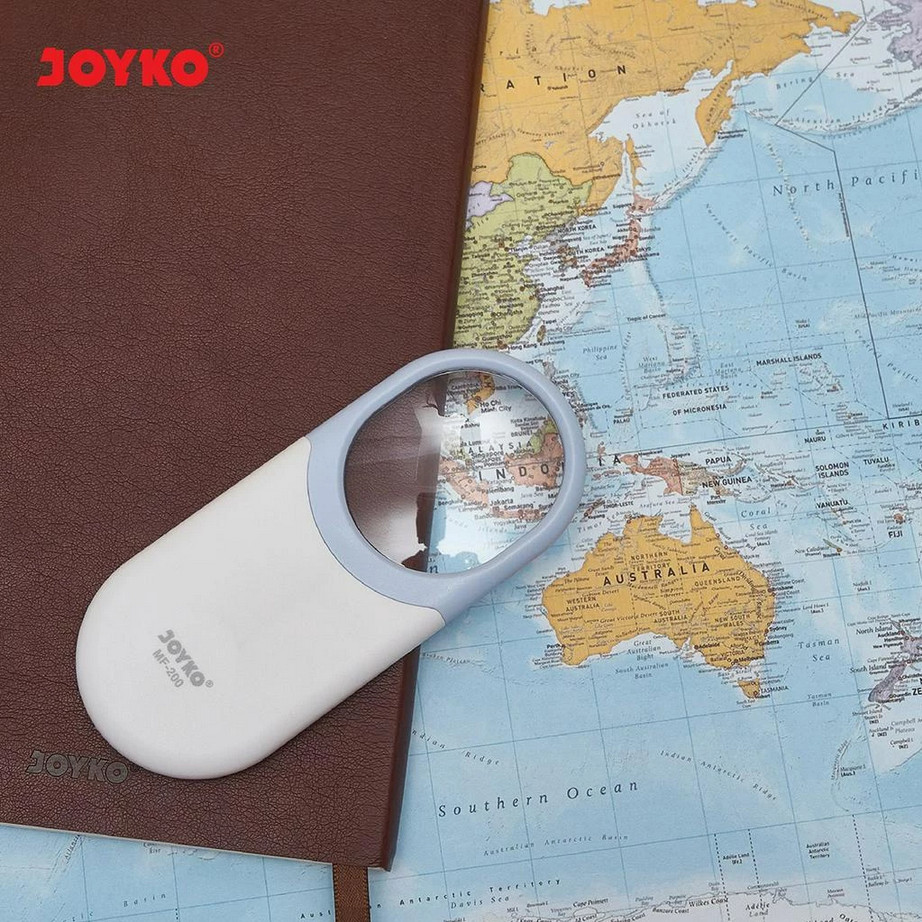 (1 PCS) KACA PEMBESAR JOYKO MF-200 / MAGNIFIER MAGNIFYING GLASS DENGAN LAMPU LUP ALAT TULIS SEKOLAH