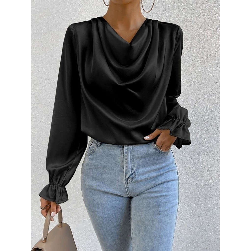 Women's Satin Shirt Long Sleeve Satin Shirt