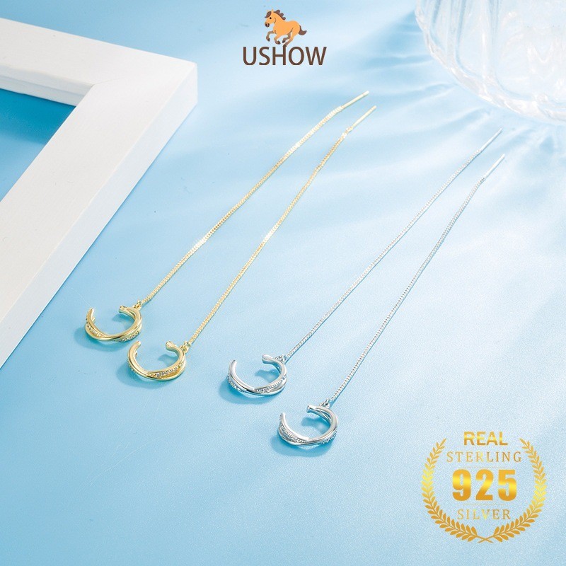 USHOW Anting Rumbai Salib Perak S925 2025 Baru Wanita