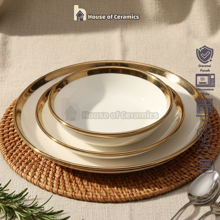 ROYAL ALFRED Piring Mangkok Keramik GOLDY SERIES Makan Piring Makan  Keramik Cantik Aesthetic Bermot