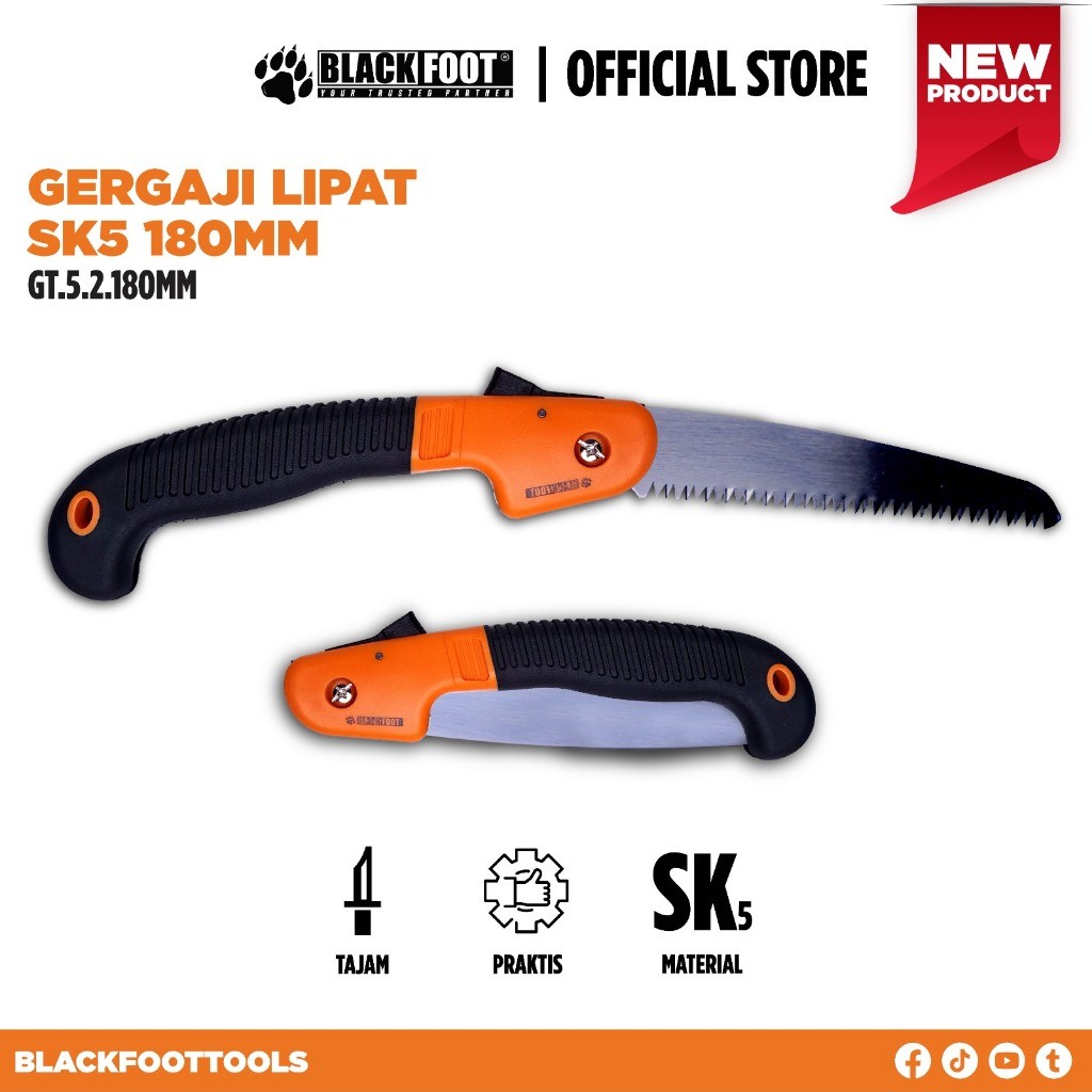 Blackfoot Gergaji kayu Pohon Genggam Lipat SK5 180 MM Super Tajam