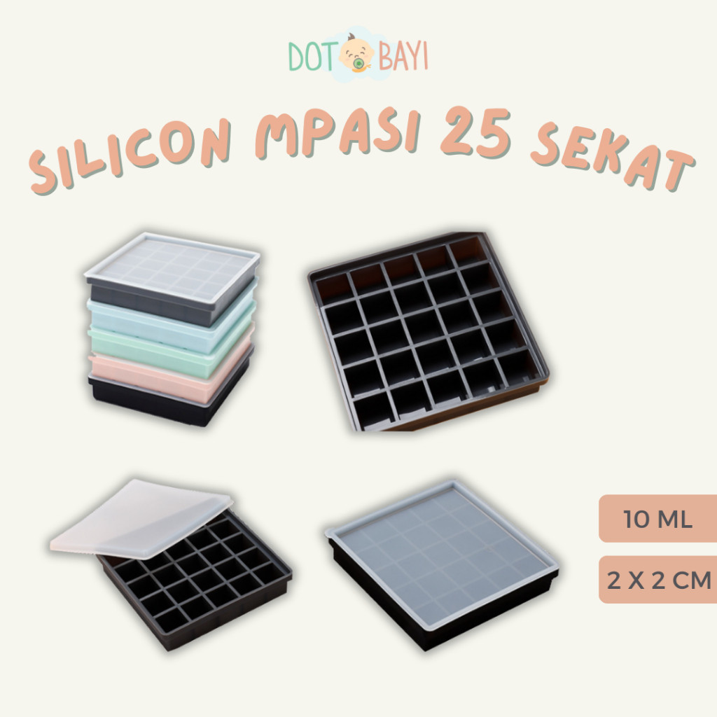 KEIJI (25 Tray) Cetakan Es Batu MPASI Silicon Silikon Ice Cube Tray Tutup