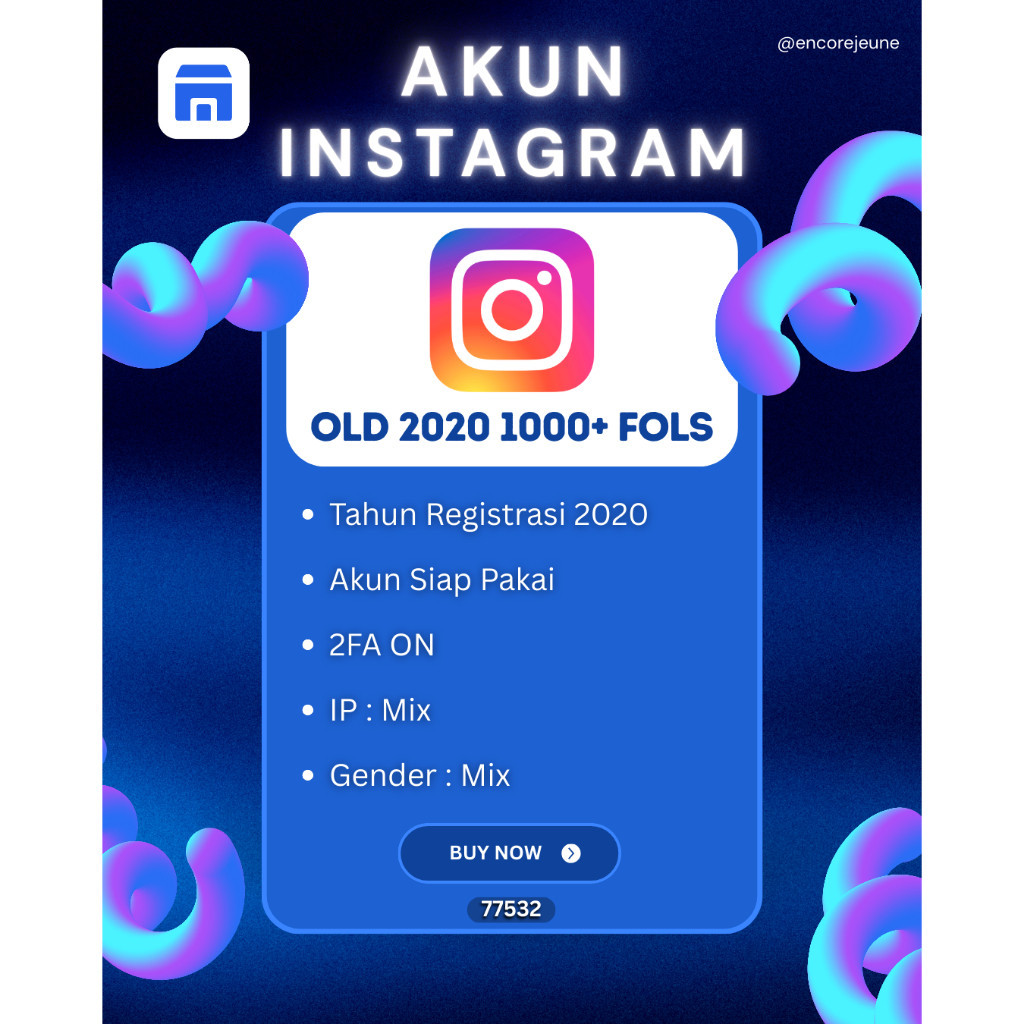 Akun Instagram Tua | IG OLD | Berfollower | Follower 1000+ | 2020 | 2FA + Kode Cadangan